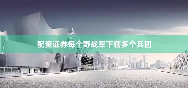 配资证券每个野战军下辖多个兵团